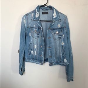 Distressed light jean jacket